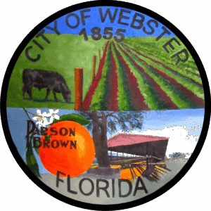 Webster Florida seal with cow and orange